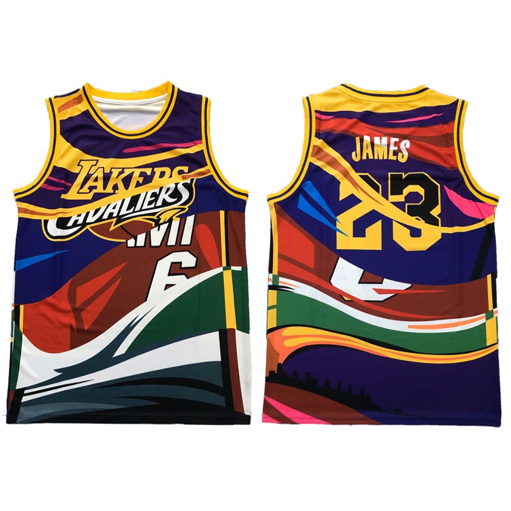 Men's Los Angeles Lakers LeBron James #23 NBA Rainbow Heat X Cavaliers Special Edition Classic Edition Colorful Basketball Jersey VUG6183TU